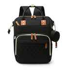 Quilted Large Capacity Diaper Backpack Baby Bag with Leather Accents