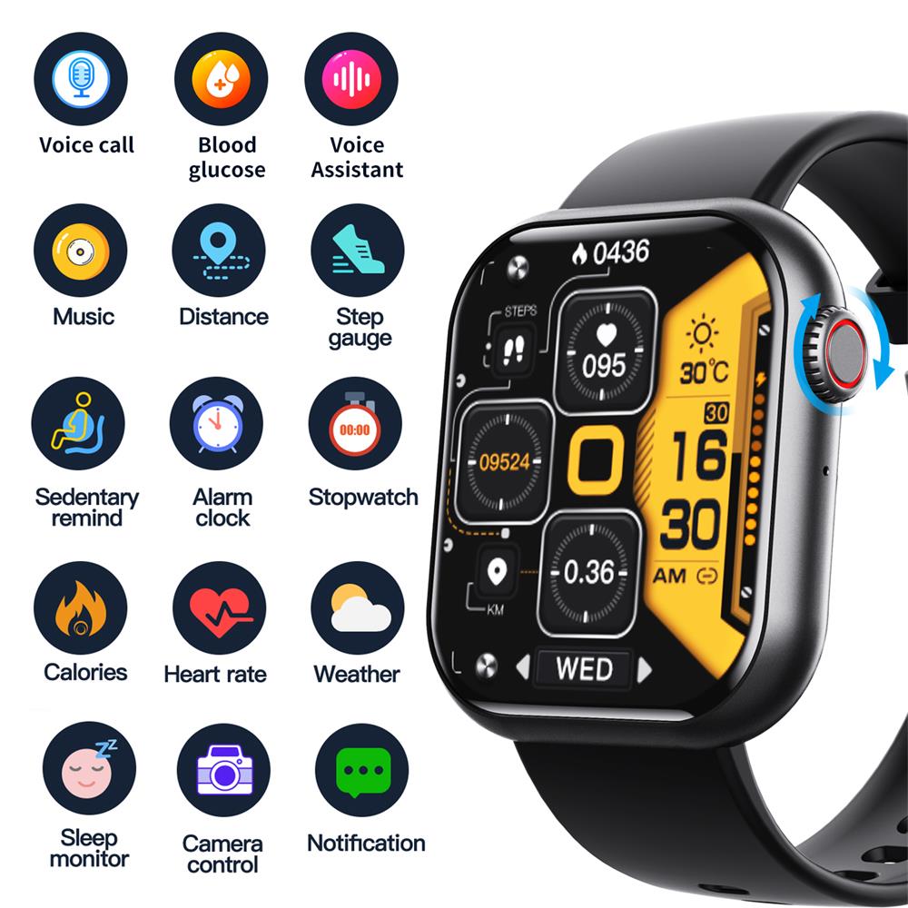 Square Smartwatch Fitness Tracker Heart Rate Blood Pressure Monitor