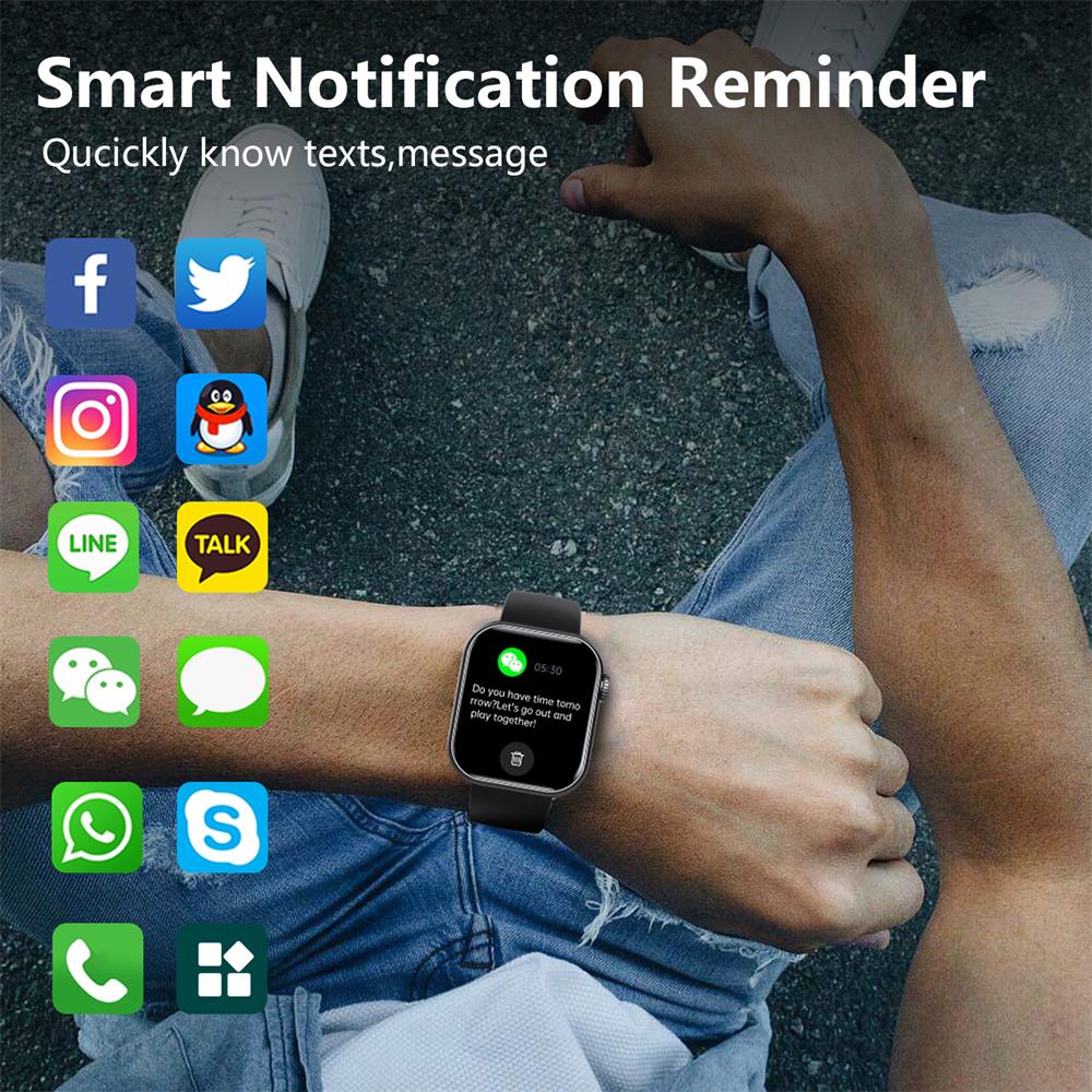 Square Smartwatch Fitness Tracker Heart Rate Blood Pressure Monitor