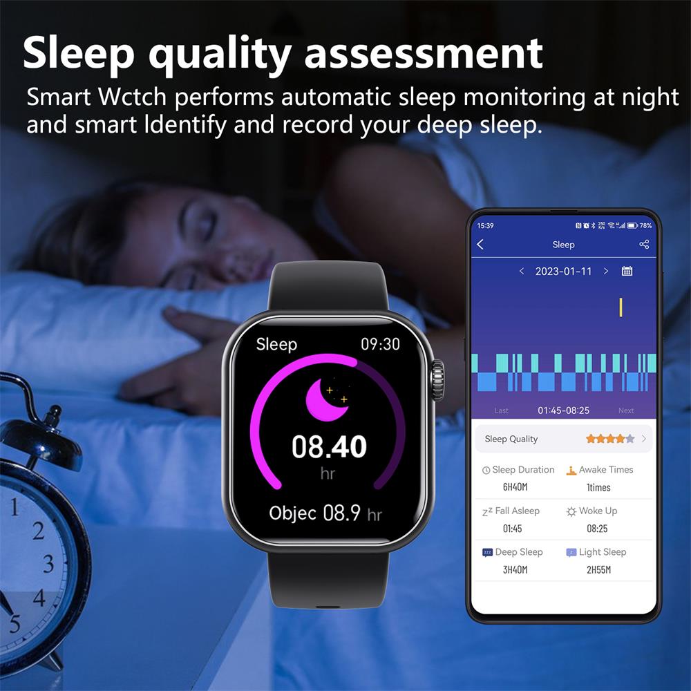 Square Smartwatch Fitness Tracker Heart Rate Blood Pressure Monitor