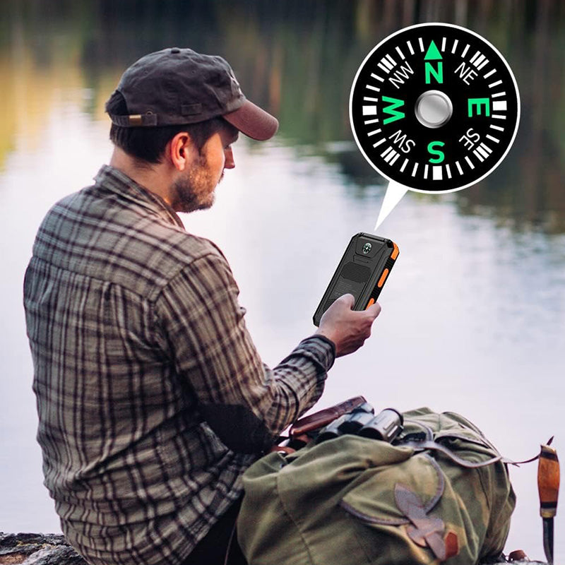 Solar Power Bank Portable Waterproof Charger with Flashlight Torch