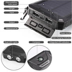 Solar Power Bank Portable Waterproof Charger with Flashlight Torch