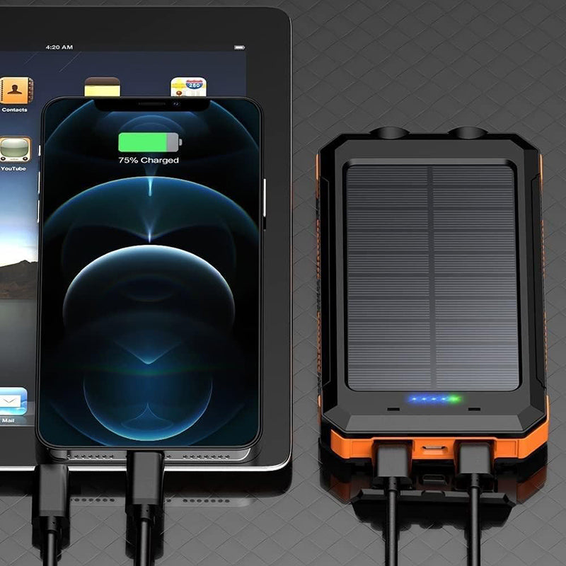 Solar Power Bank Portable Waterproof Charger with Flashlight Torch