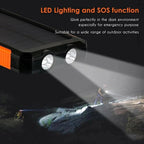 Solar Power Bank Portable Waterproof Charger with Flashlight Torch