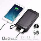 Solar Power Bank Portable Waterproof Charger with Flashlight Torch