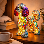 Dog Shaped Stained Glass LED Table Lamp Night Light