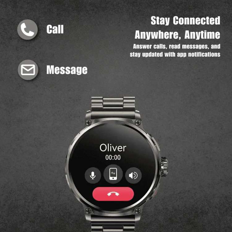 Smartwatch Circular Display 10 Day Battery Health Tracking Call Alerts