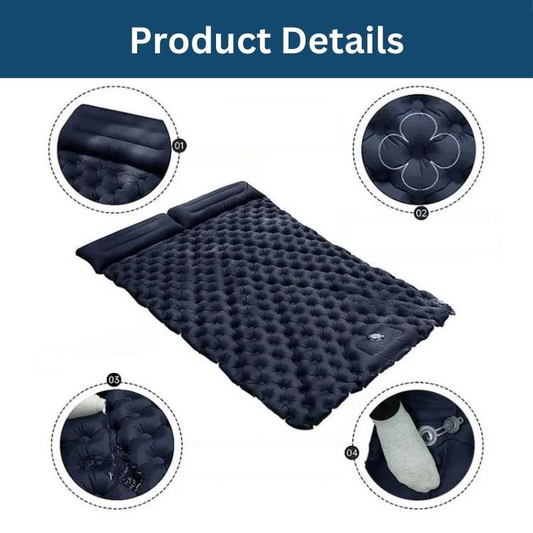 Double Air Mattress Inflatable Camping Sleeping Pad Rugged Lightweight