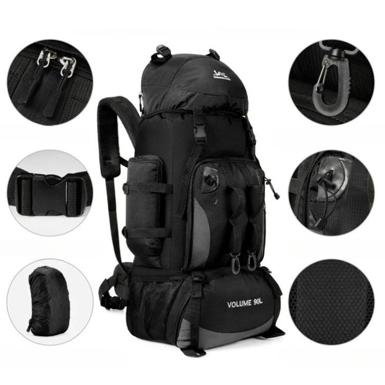90 Liter Waterproof Hiking Backpack Large Capacity Trekking Camping Pack