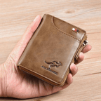 Men's Leather Bifold Wallet RFID Blocking Anti-Theft Wallet