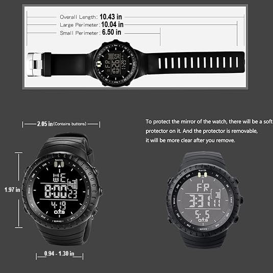 Men's Waterproof Digital Analog Sports Watch Round Case