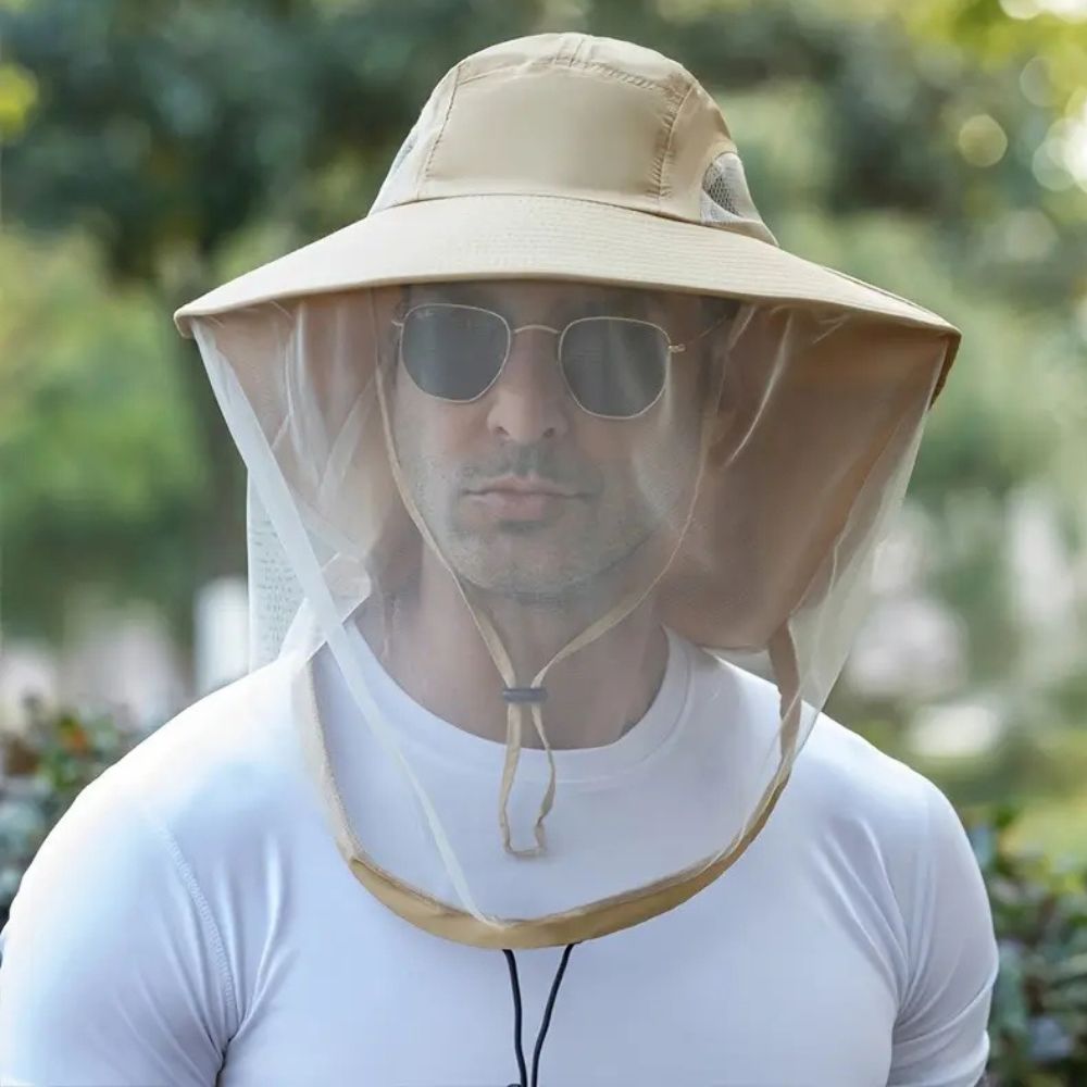Wide Brim Gardening Hat with Mosquito Net UV Protection