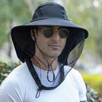 Wide Brim Gardening Hat with Mosquito Net UV Protection