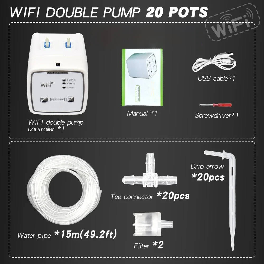 WiFi Automatic Plant Watering System for 20 Pots Smart Irrigation Kit